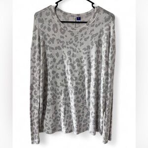 Old Navy Women's Gray Leopard Print Long Sleeve Top